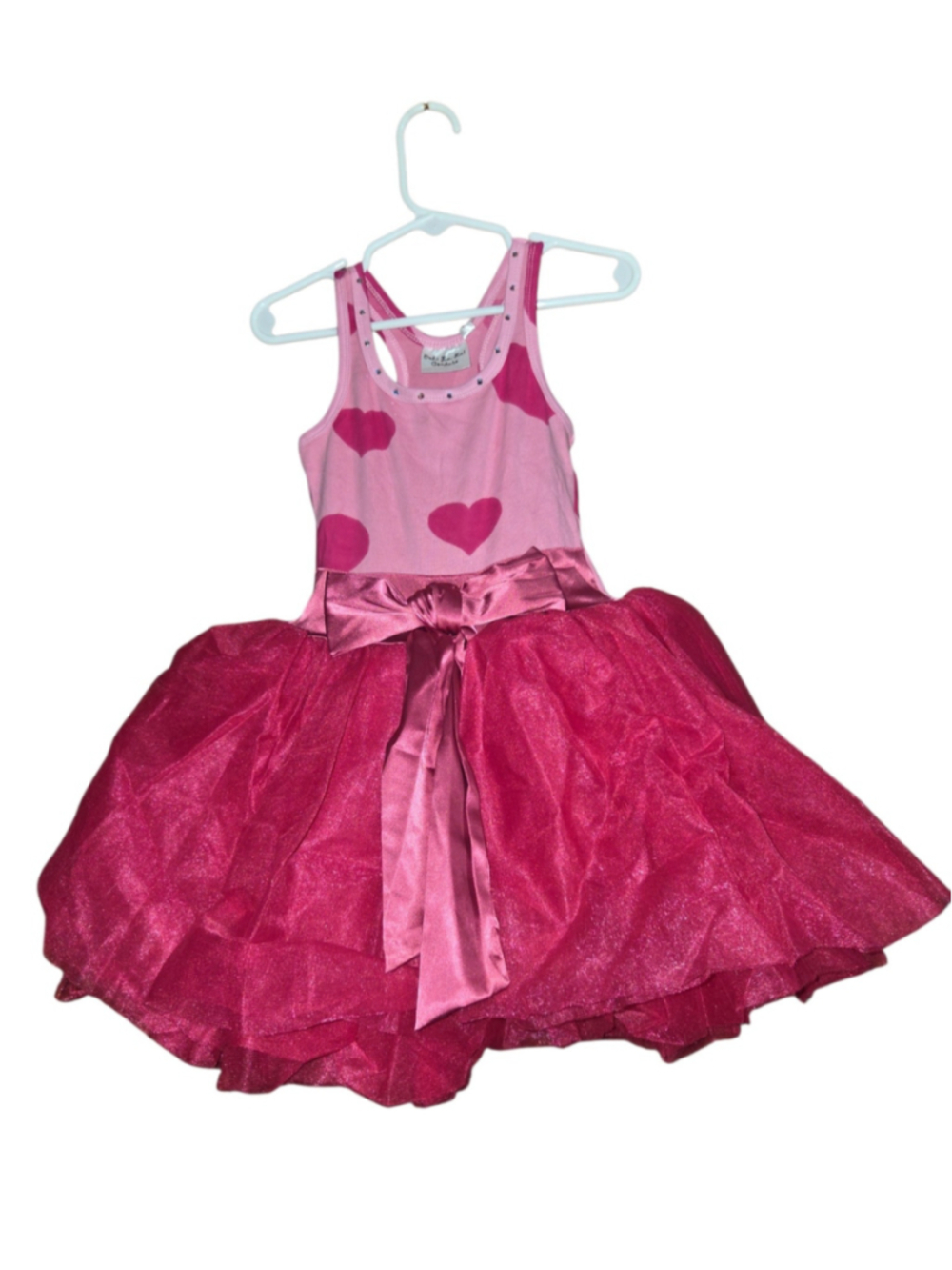 Girls Ooh! La La Couture Heart Print Tutu Dress, Pink and Magenta, Size 4T